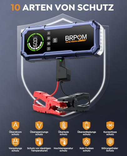 BRPOM 9000A Starthilfe Powerbank mit Luftkompressor 160 PSI – Ansicht 5