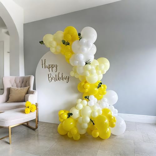 Image of Lukiituke Yellow Balloons, 60Pcs Pastel Yellow Party Balloons | 12in Latex Balloon for Birthday, Wedding, Honeybee Sunflower Theme Decorations