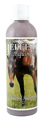 Jeffers Equine Antibacterial & Antifungal Medicated Horse Shampoo 16 Oz – Gentle Coconut Oil Based Grooming Shampoo for Horses, Daily Bathing, Show Prep, Trail, Stable, Coat & Skin Care