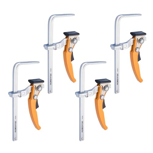 POWERTEC 71542-P2 Quick Release Ratcheting Table Clamp for MFT and Guide Rail System, 7' Capacity (178mm) x 2-3/8' Throat Depth, 4 PK
