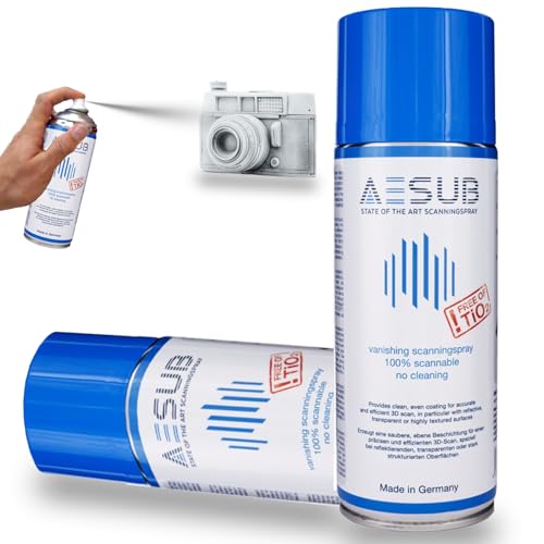 3D Scanning Spray for 3D Scanners - No Cleaning Needed, Ideal for Transparent & Reflective Highly Textured Surfaces Objects, Enhances Scan Accuracy Efficiency, 400ml, Blue