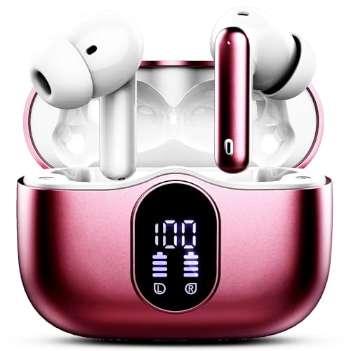 Auriculares inalámbricos, Bluetooth 5.3 con 4 micrófonos ENC con cancelación de Ruido, Pantalla LED 2023, Mini Sonido estéreo de Graves Profundos, Tiempo de reproducción de 36 Horas, Auriculares