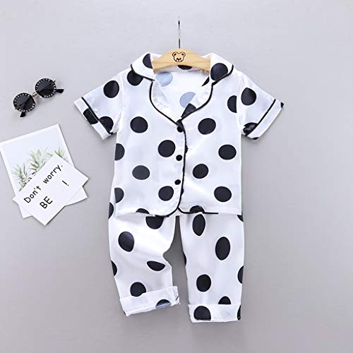 Boys Girls 𝐒ilk 𝐏ajamas Satin 𝐏a𝐣ama Set Short Sleeve Button Down Sl𝐞epwear with Pants for Toddler Baby Cute 𝐏𝗝s2