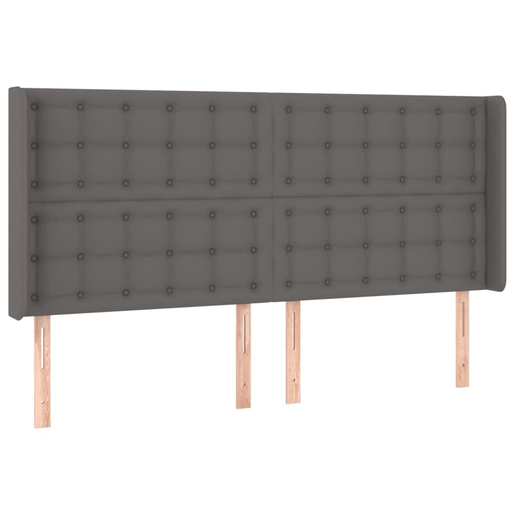 Kopfteil mit Ohren Grau 203x16x118/128 cm Kunstleder,Möbel,Betten & Zubehör,Kopf- & Fußenden,Grau,24.95 kg-3119692
