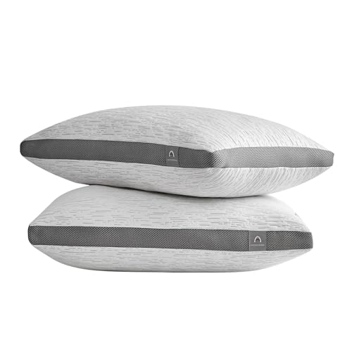 ACCURATEX Pillows Queen Size Set of 2, Rayon Derived from Bamboo Removable Cover, Shredded Memory Foam Pillow with Down Alternative Fill (Adjustable), Supportive Pillows for Side Back Sleepers