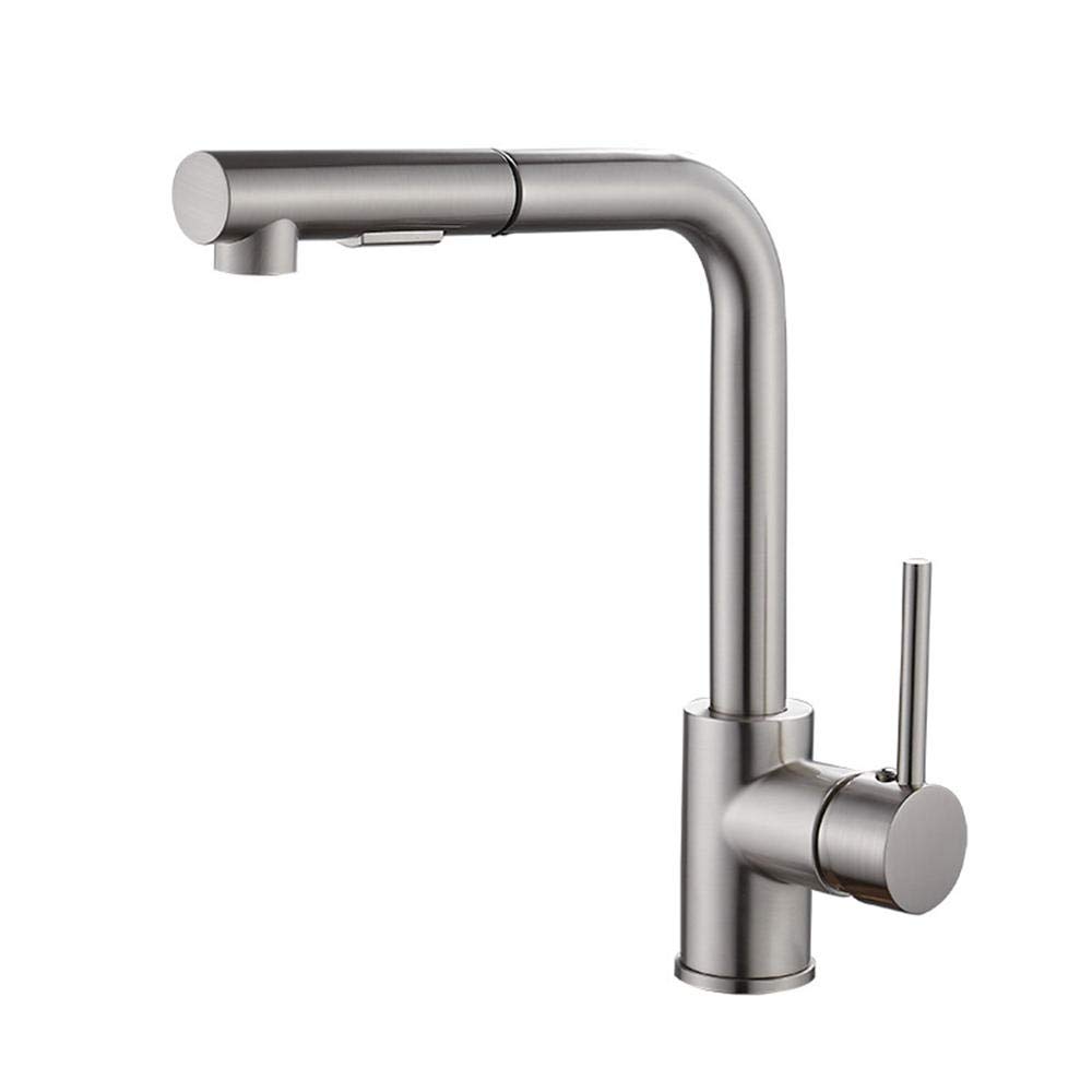 Robinet de cuisine noir avec douchette extractible en laiton brossé