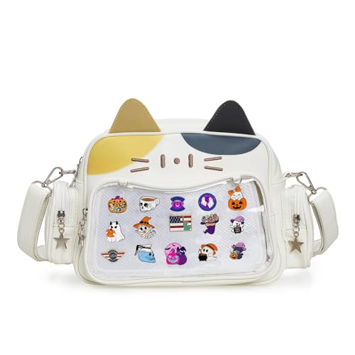 Kawaii Ita Bag Crossbody Bag Cute White Cat Backpack Girls Shoulder Bags Pin Display with Insert