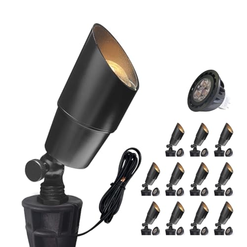 COLOER Brass Low Voltage Landscape Spotlight 12-Pack
