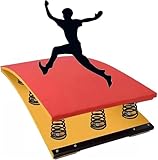 JINJIANNING Portable Curved Gymnastic Springboard with Crash Protection Mats, High Elasticity Steel Springs for Adult, Teen, or Child Vaulting Training(9 Springs)