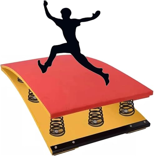 JINJIANNING Portable Curved Gymnastic Springboard with Crash Protection Mats, High Elasticity Steel Springs for Adult, Teen, or Child Vaulting Training(9 Springs)