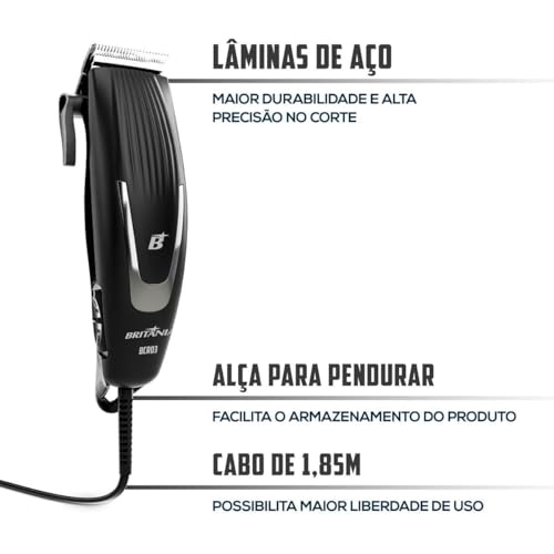 Cortador de Cabelos Britânia BCR03 9 Acessórios 18W 127V