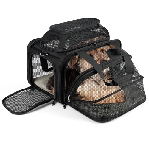 pidipiti top and 1 Side Expandable, 17x11x11 Soft-Sided pet Carrier, TSA and American/Delta/United...