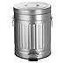 AMG and Enchante Accessories, Round Waste Bin, 5L Garbage Trash Can with Step Foot Pedal, WB07V GAL, Galvanized Steel