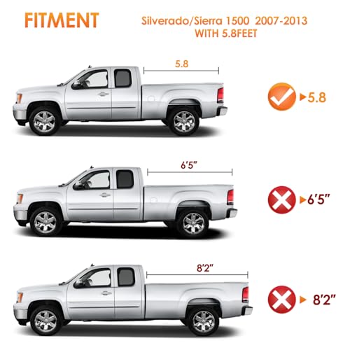 Image of Nilight Soft Roll-Up Tonneau Cover Compatible with Chevy Silverado /GMC Sierra 1500 2007 2008 2009 2010 2011 2012 2013- 5.8ft Truck Bed Cover