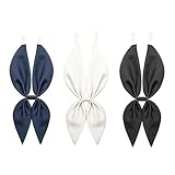 Kuroobaa スクールリボン女子 高校生 学生服 リボン 女子高生 セーラー服 リボン 制服リボン コスチューム用小物 コスプレ (3PC/ホワイト+ネイビー+ブラック)