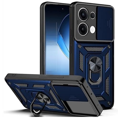 Image of SPAZY CASE Oppo K13 5g Back Cover | Heavy Duty Hybrid Case with 360 Degree Rotating Finger Ring Holder + Slider Shutter Camera Protection Case for Oppo K13 5g - Blue