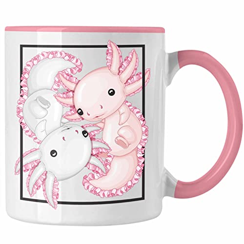 Trendation - Axolotl Tasse Geschenk Schwanzlurch Geschenkidee Besitzer (Rosa)