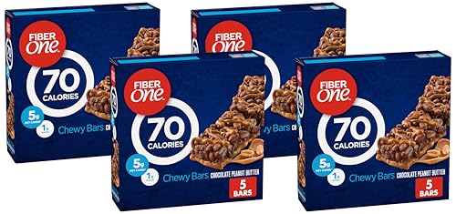 Fiber One 70 Calorie Chewy Snack Bars, Chocolate Peanut Butter, 5 ct (Pack of 4)
