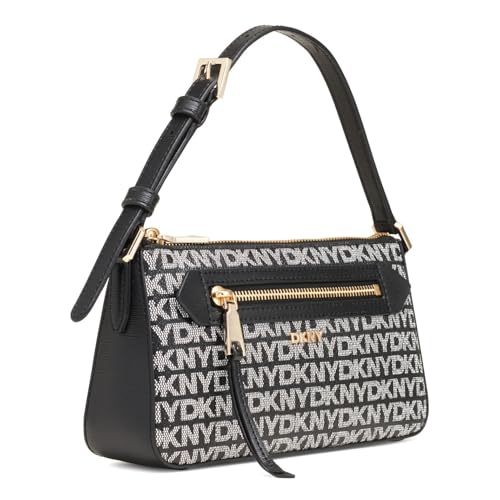 DKNY Bryant Ave Top Zip Demi Crossbody para mujer, Black Logo Black - imagen 3