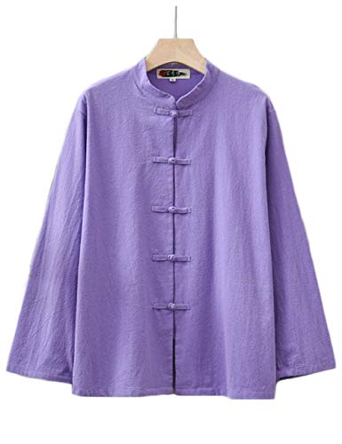 Image of Womens Cotton Linen Casual Long Sleeve Loose T-Shirt Tops Button Down Blouse Cardigan Shirts