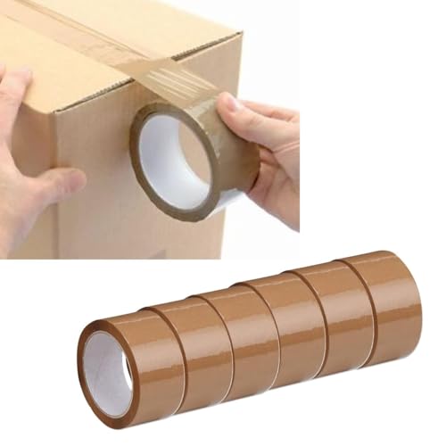 Image of Indipac BOPP Cello Tape 65m Roll - Heavy Duty Sealing Tape for Carton Box Packing, Warehouse, Industrial, Office & Ecommerce Packaging Tapes, Brown, 2 Inch (Pack of 6)