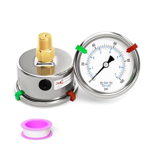 BOGERDACK 0-100Psi Stainless Steel Dry Low Pressure Gauge 1/4" NPT 2" Dual Scale Dial, Back Mount, Waterproof for Water Oil Air Well pump, compressors, Tire Gas Pressure Test (with Range Mark Pointer)