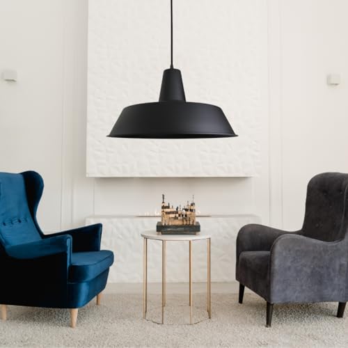 Pendente Lustre Industrial de 36 cm, Preto, para Balcão, Jantar, Cozinha, Sala, Quarto