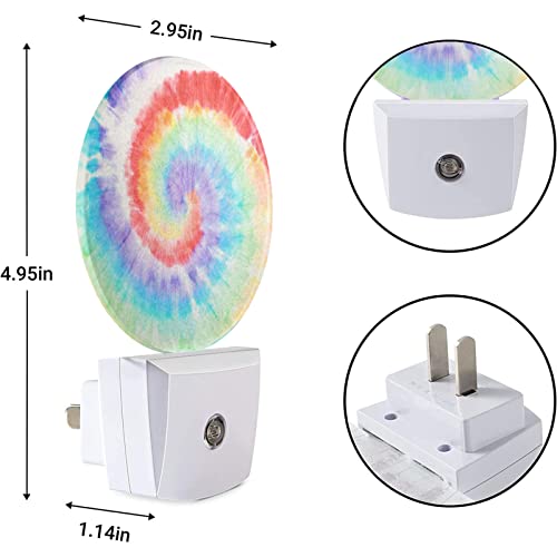 Image of EKOBLA Tie Dye Night Light, Rainbow Spiral Colorful Night Lights Plug Into Wall with Auto Sensor for Bedroom and Bathroom