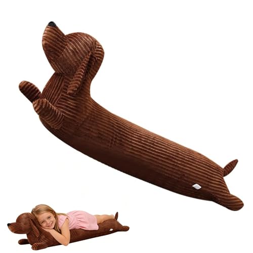 RQcMid Dackel Kuscheltier Weiches Dackel Kissen Für Kinder Dackel Stofftier Mit 50 Zentimeter Größe Ideal Als Seitenschläferkissen Und Dekoratives Heimaccessoire
