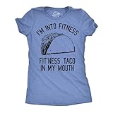 Womens Fitness Taco Funny Gym T Shirt Humorous Cinco De Mayo Tee for Ladies (Light Blue) -S