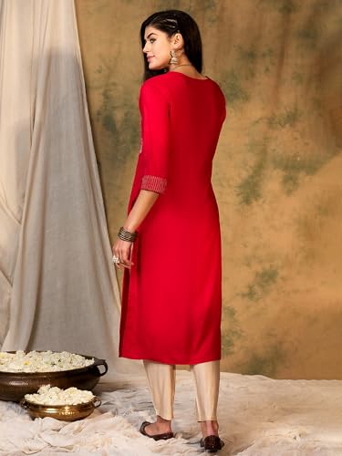 Image of INDO ERA Women's Rayon Straight Fit Straight Kurta