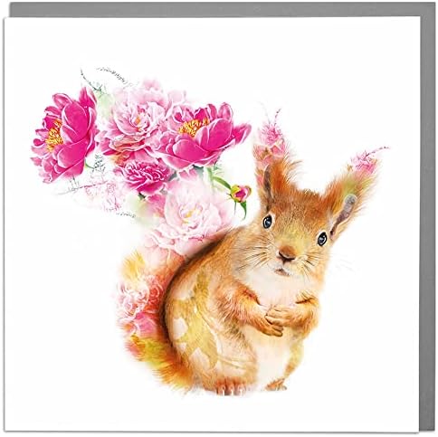 Lola Design - Wildlife Botanical Greeting Cards - Blank Cards and Envelopes - Squirrel Card