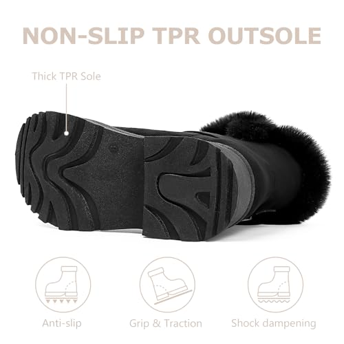 Women's Winter Snow Boots: Warm & Insulated Ankle Boot for Women with Faux Fur Lining Comfort Anti-Slip Chunky Heel Booties4