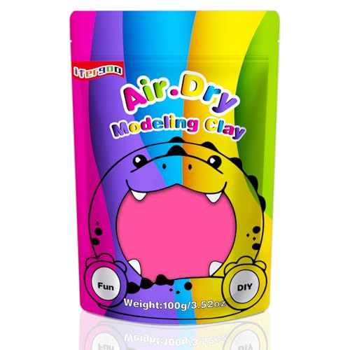 ifergoo 100g Pink Air Dry Clay, 3.5oz DIY Creative Modeling Clay for Kids