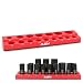 ABN Magnetic Socket Organizer Tray - SAE Standard 1/2in Socket Holder Magnetic Tool Organizer 16 Slot Red Holder