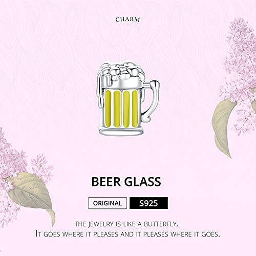 Teapot Bead Charm Bracelets for Women Sterling Silver Blue Crystal Zircon Beads Tea Cup Charms for Bracelets or Necklace (Beer Cup Charm)2