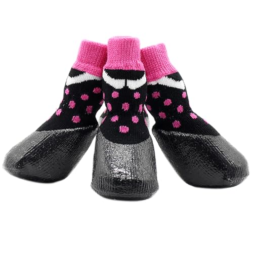 Large Dog Socks with Dots, 4-Pack Elastic Paw Protectors for Dogs