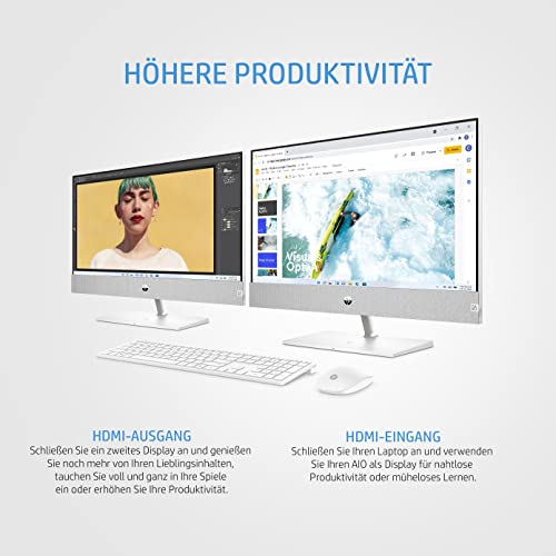HP Pavilion All in One PC | 23,8 Zoll FHD Display | Intel Core i7-12700T | 16 GB DDR4 RAM | 512 GB SSD | Intel UHD Grafik 770 | Windows 11 Home | QWERTZ Tastatur | weiß – Bild 5