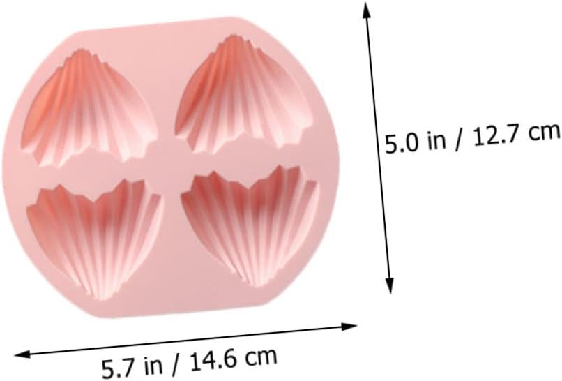 VALICLUD 4pcs Heart Shape Silicone Baking Molds Non Stick Madeleine Pan Mold for Cakes Cookies Biscuits DIY Dessert Baking Tool Safe Food Grade Pink