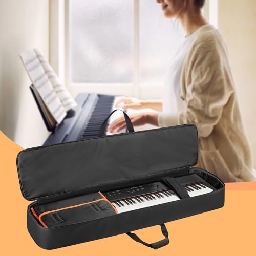 GRAOSO Padded 88 Key Keyboard Case, Soft Piano Bag with Padded Handle and Detachable Shoulder Strap, Travel Keyboard Gig Bag with 6 Bottom Feet and 3 Front Pockets for Cable, Sheet Music, Black