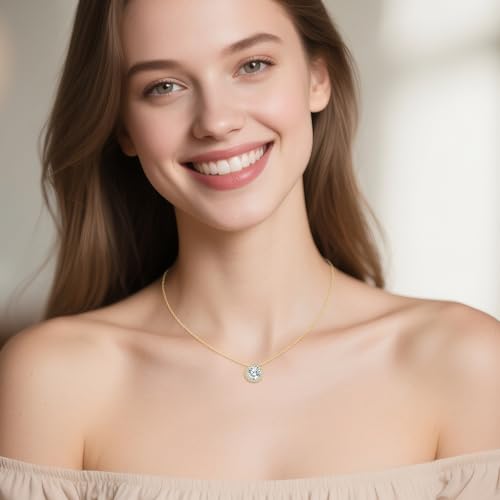14K Real Gold Moissanite Necklace Solid Yellow Gold Pendant Jewelry Birthday Mother's Day Anniversary Christmas Gifts for Women4