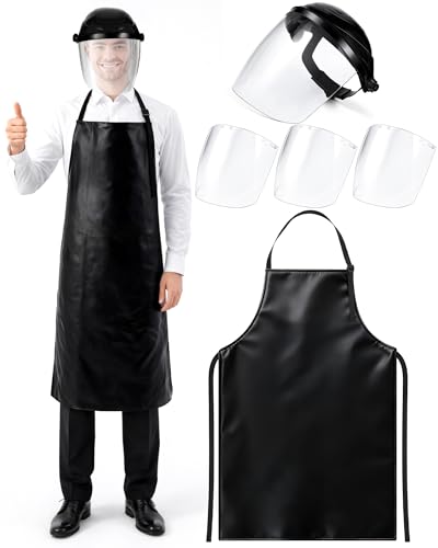 5 Pcs Safety Face Shield and Waterproof Apron Set