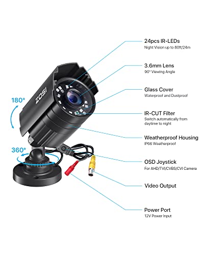 Zosi 1AC-2112C-BS-N 1080P Cctv Camera Outdoor Indoor Hybrid 4 In 1 Hd Tvi/Cvi/Ahd/Cvbs Home Security Cameras System,Night Vision,Waterproof Metal Housing Bullet Cam thumb #7