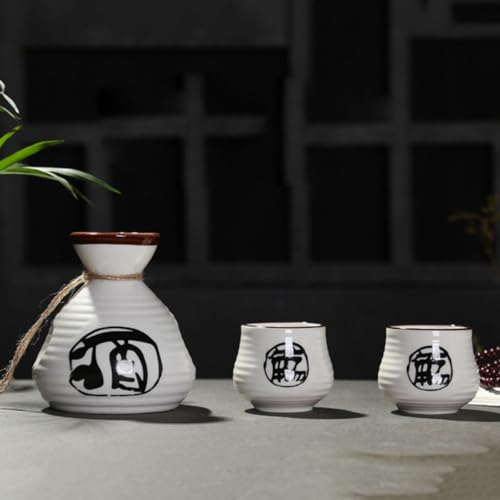 Juego de sake japonés de cerámica CANIGHT, botella pequeña tradicional para cenas y eventos 6