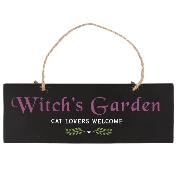 Panneau d'avertissement gothique Witch's Garden idée cadeau bois 20cm
