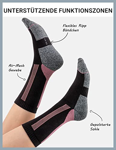 Wandersocken für Damen im 2er Pack – Modell Gerlinde in Blau-Rose