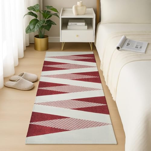 Image of SAGON 2x5 Ft Printed Runner Carpet - Cotton Bedside Rug for Bedroom & Living Room (Vine Trangle-2)