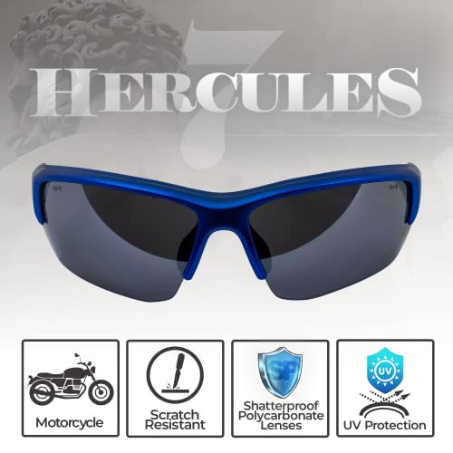 Global Vision Eyewear Hercules 7 Women' s Golf Tennis Sports ANSI Z87.1 Safety Sunglasses Blue Frame with Flash Mirror Lenses3