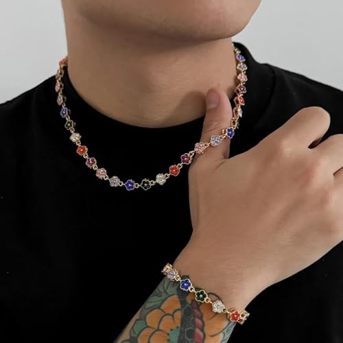 Colliers fleurs colorées hommes de qualité supérieure rétro