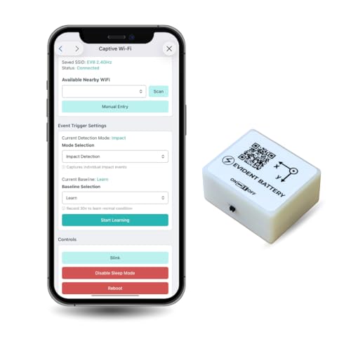 EVB WiFi Monitoring Sensor | AI Learning Equipment Impact Event & Runtime Monitor | Learn Mode | 2.4GHz Wi-Fi & 1 Month Portal Access | Equipment, EV & R&D Monitoring